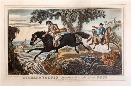 J.L. Markes, Publ., a set of four coloured engravings, Scenes from the Life of Dick Turpin 9.25 x 13.5in.
